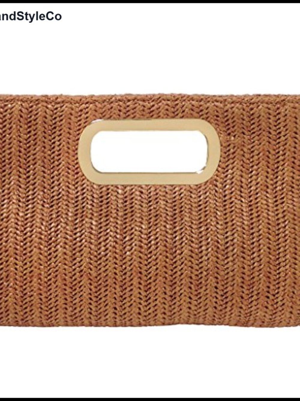 Woven Raffia Straw Top Handle Clutch with Detachable Gold-Tone Chain Strap